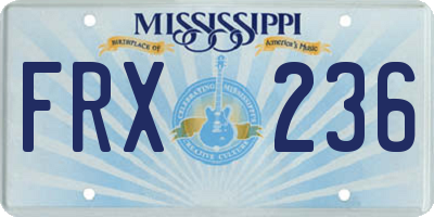 MS license plate FRX236