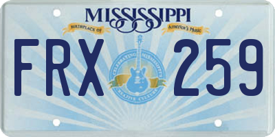 MS license plate FRX259