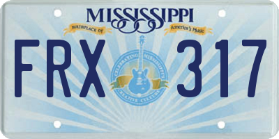 MS license plate FRX317