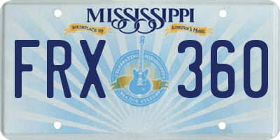 MS license plate FRX360