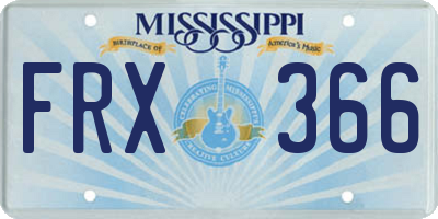 MS license plate FRX366
