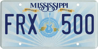 MS license plate FRX500