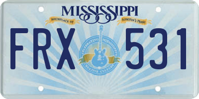 MS license plate FRX531