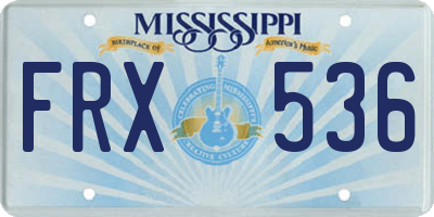 MS license plate FRX536