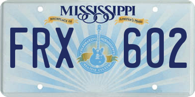 MS license plate FRX602