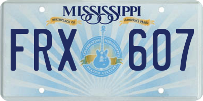 MS license plate FRX607