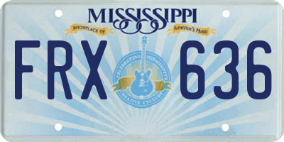 MS license plate FRX636