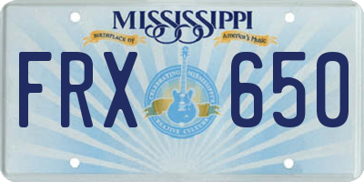 MS license plate FRX650