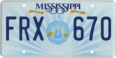 MS license plate FRX670