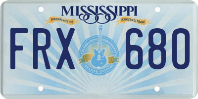 MS license plate FRX680