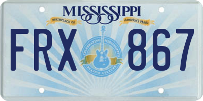 MS license plate FRX867
