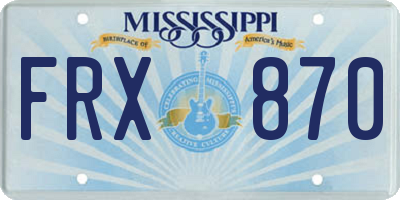 MS license plate FRX870