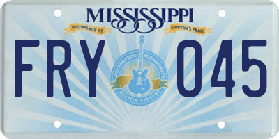 MS license plate FRY045