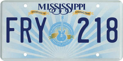 MS license plate FRY218