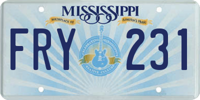 MS license plate FRY231