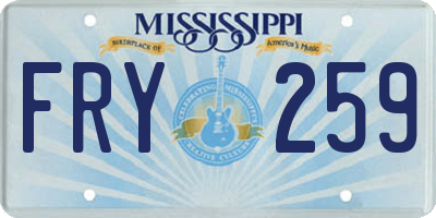 MS license plate FRY259