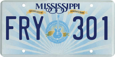 MS license plate FRY301