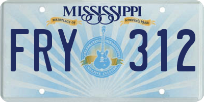 MS license plate FRY312