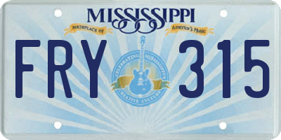 MS license plate FRY315