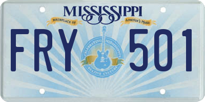 MS license plate FRY501