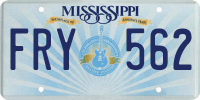 MS license plate FRY562