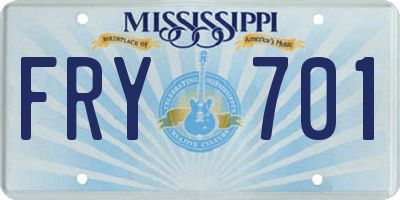 MS license plate FRY701