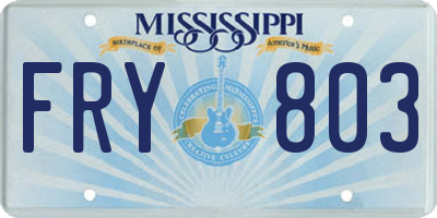 MS license plate FRY803