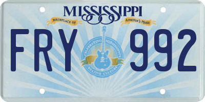 MS license plate FRY992