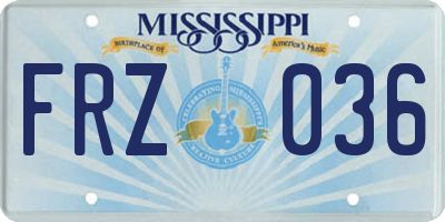 MS license plate FRZ036