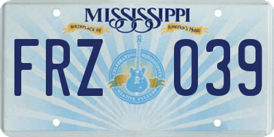 MS license plate FRZ039