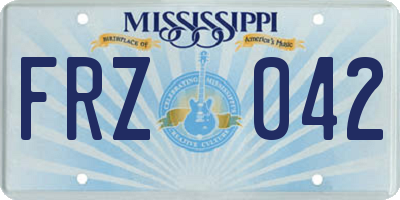 MS license plate FRZ042