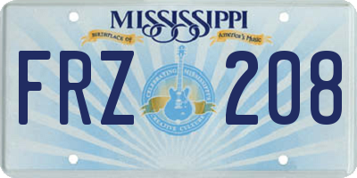 MS license plate FRZ208