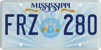 MS license plate FRZ280
