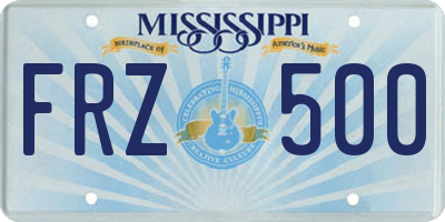 MS license plate FRZ500