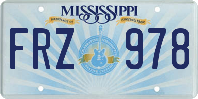 MS license plate FRZ978
