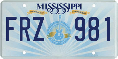 MS license plate FRZ981
