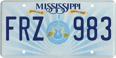 MS license plate FRZ983