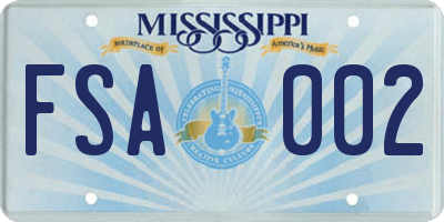 MS license plate FSA002