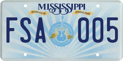 MS license plate FSA005