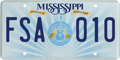 MS license plate FSA010