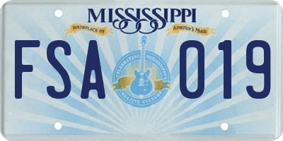 MS license plate FSA019