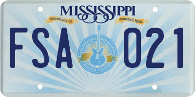 MS license plate FSA021