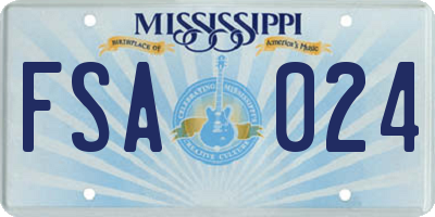MS license plate FSA024
