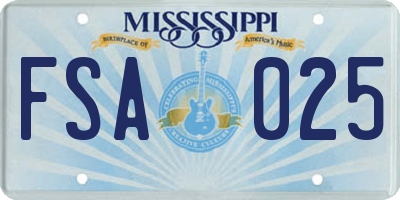 MS license plate FSA025