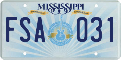 MS license plate FSA031