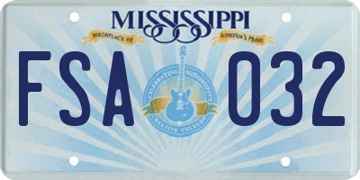 MS license plate FSA032