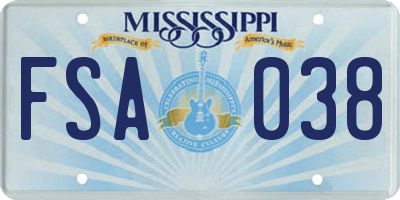 MS license plate FSA038