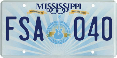 MS license plate FSA040