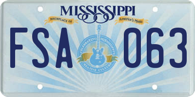 MS license plate FSA063