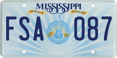 MS license plate FSA087